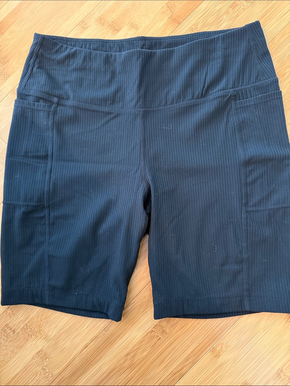 Mondetta Black Ribbed High-Rise Bike Shorts